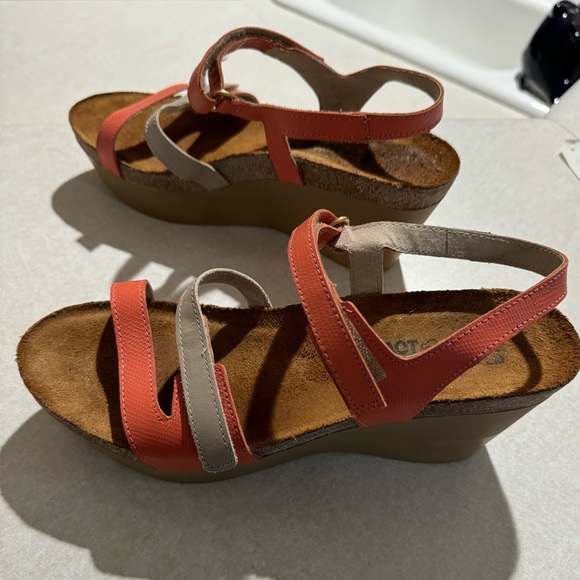 NAOT CANAAN RISE Wedge Leather Cork Peach Slingback Sandals. Women’s 41/10. - Picture 2 of 8